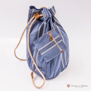 Sacca mare blu denim con righe bianche Calabrese 1924 100% Cottone