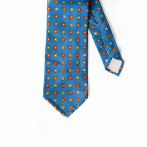Cravate bleue Calabrese 1924 à motifs Ancient Madder