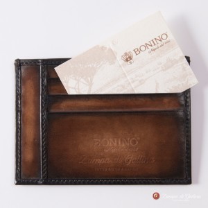 Porte-cartes Bonino X Emilie Patine marron foncé